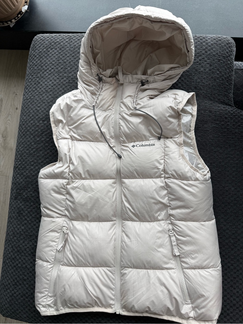 Columbia Women's Light Beige Puffer Vest with Hood